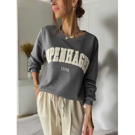 sweat gris taupe Copenhagen automne hiver 2024 mode tendance grecy ootd outfit look chic