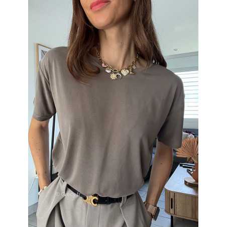 t-shirt basique taupe qualité chic grecy mode ootd tenue outfit look automne 2024