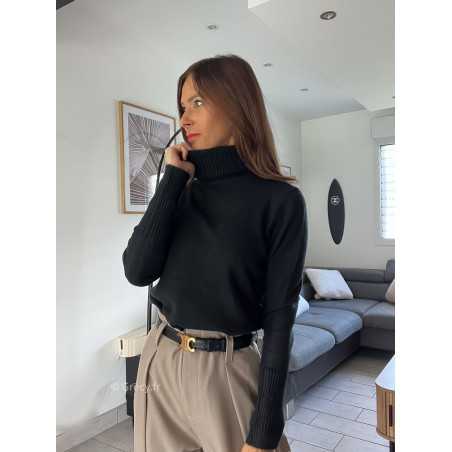 pull col roulé montant noir doux qualité chic grecy mode ootd tenue outfit look automne 2024