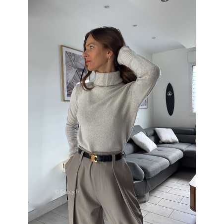 pull col roulé montant beige doux qualité chic grecy mode ootd tenue outfit look automne 2024