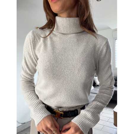 pull col roulé montant beige doux qualité chic grecy mode ootd tenue outfit look automne 2024