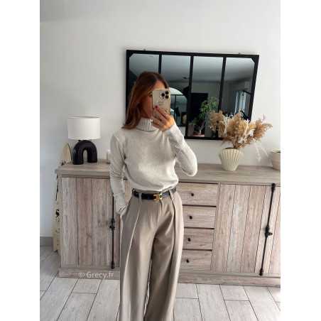 pull col roulé montant beige doux qualité chic grecy mode ootd tenue outfit look automne 2024