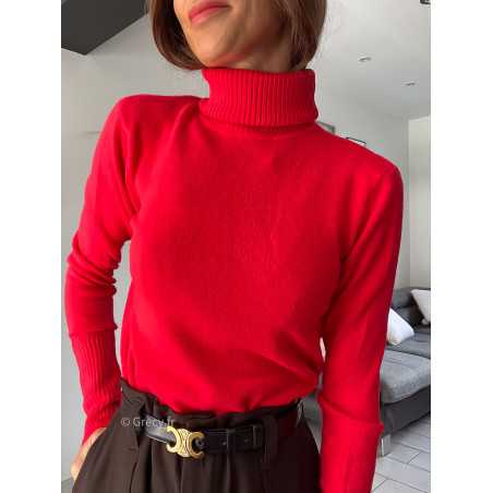 pull col roulé montant rouge doux qualité chic grecy mode ootd tenue outfit look automne 2024