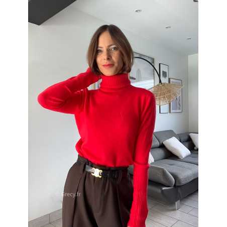 pull col roulé montant rouge doux qualité chic grecy mode ootd tenue outfit look automne 2024