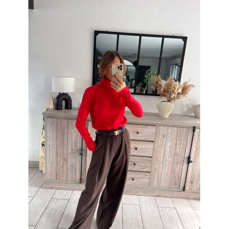 pull col roulé montant rouge doux qualité chic grecy mode ootd tenue outfit look automne 2024