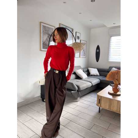 pull col roulé montant rouge doux qualité chic grecy mode ootd tenue outfit look automne 2024