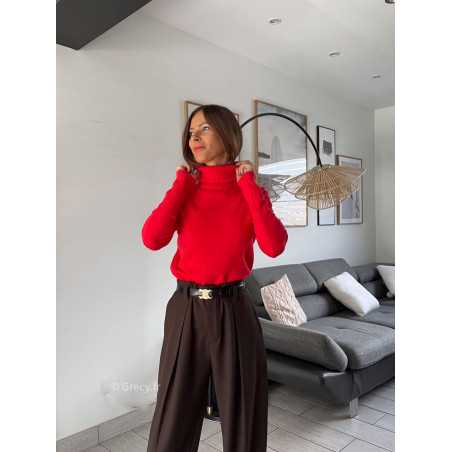 pull col roulé montant rouge doux qualité chic grecy mode ootd tenue outfit look automne 2024