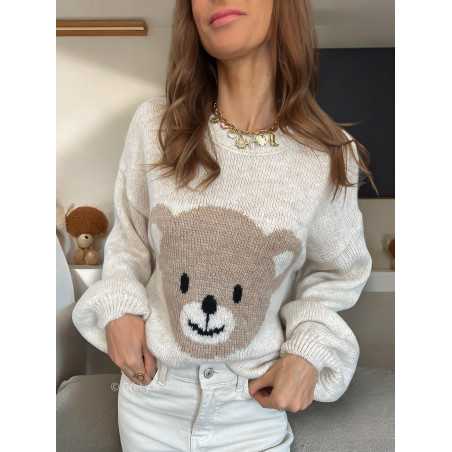 Pull ourson ours cosy beige mode tendance grecy mode outfit look automne hiver