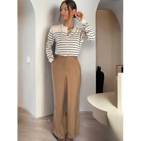 Pantalon pinces camel automne hiver mode grecy tendance look