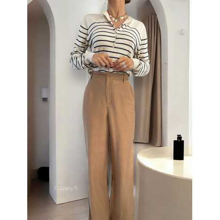 Pantalon pinces camel automne hiver mode grecy tendance look