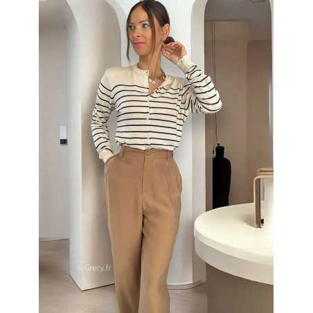 Pantalon pinces camel automne hiver mode grecy tendance look