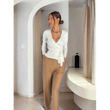 Pantalon pinces camel automne hiver mode grecy tendance look