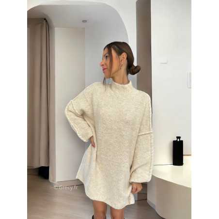 robe pull beige oversize laine automne hiver mode grecy tendance look