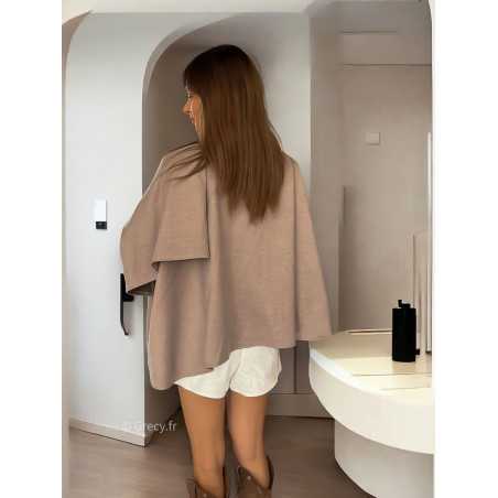 poncho taupe tendance mode grecy look automne hiver 2024