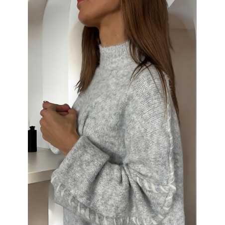 robe pull gris clair tendance mode grecy look automne hiver 2024