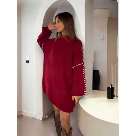 robe pull bordeaux tendance mode grecy look automne hiver 2024