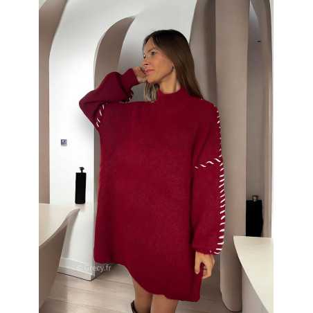 robe pull bordeaux tendance mode grecy look automne hiver 2024