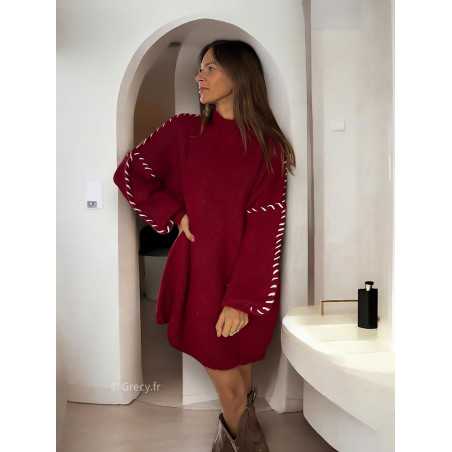 robe pull bordeaux tendance mode grecy look automne hiver 2024