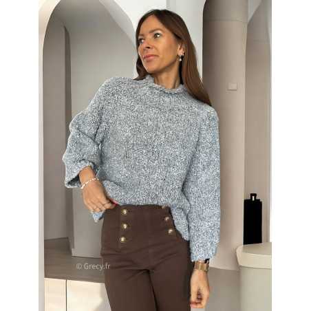 Pull bouclettes gris laine alpaga mode grecy tendance vêtement ootd look automne hiver