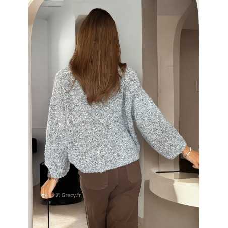 Pull bouclettes gris laine alpaga mode grecy tendance vêtement ootd look automne hiver