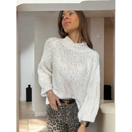 Pull bouclettes beige laine alpaga mode grecy tendance vêtement ootd look automne hiver