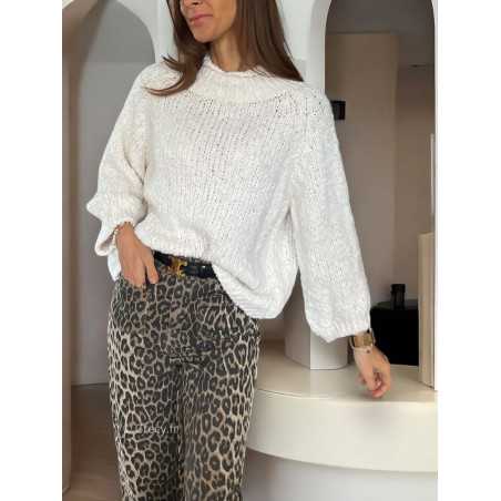 Pull bouclettes beige laine alpaga mode grecy tendance vêtement ootd look automne hiver