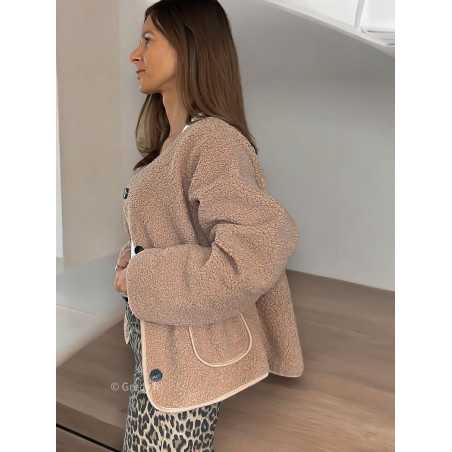 veste bouclette fausse fourrure Teddy moumoute camel marron mode grecy tendance vêtement ootd look automne hiver