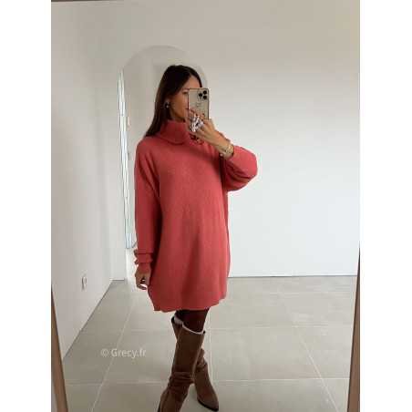 robe pull terracotta col roulé grecy mode look tendance tenue automne hiver