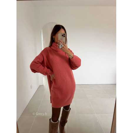 robe pull terracotta col roulé grecy mode look tendance tenue automne hiver