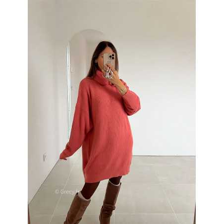 robe pull terracotta col roulé grecy mode look tendance tenue automne hiver