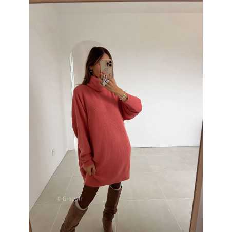 robe pull terracotta col roulé grecy mode look tendance tenue automne hiver