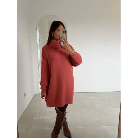 robe pull terracotta col roulé grecy mode look tendance tenue automne hiver