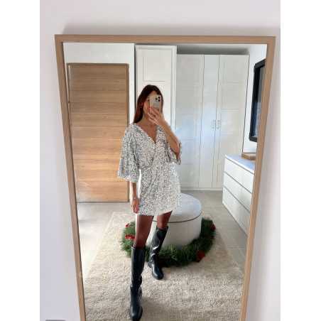 combishort sequins argenté pailleté noël fêtes mode tendance look grecy hiver