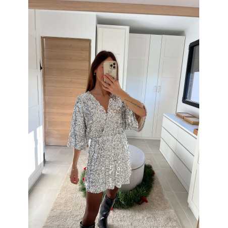 combishort sequins argenté pailleté noël fêtes mode tendance look grecy hiver