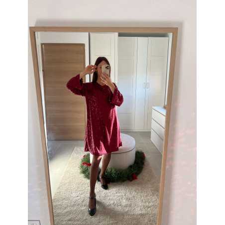 robe bordeaux noeud dos sequins pailleté noël fêtes mode tendance look grecy hiver