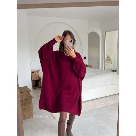 robe pull bordeaux oversize grande taille tendance mode grecy look automne hiver 2024