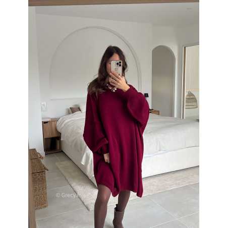 robe pull bordeaux oversize grande taille tendance mode grecy look automne hiver 2024