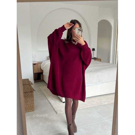 robe pull bordeaux oversize grande taille tendance mode grecy look automne hiver 2024