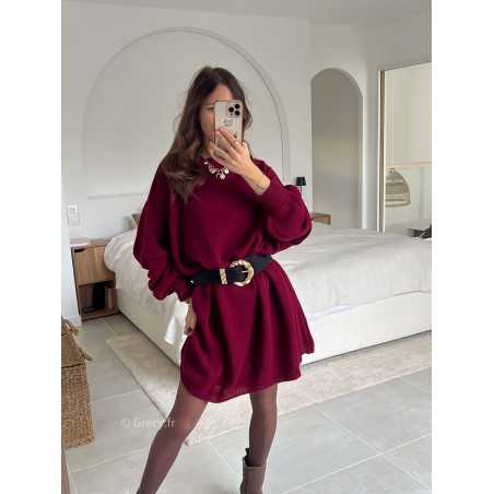 robe pull bordeaux oversize grande taille tendance mode grecy look automne hiver 2024