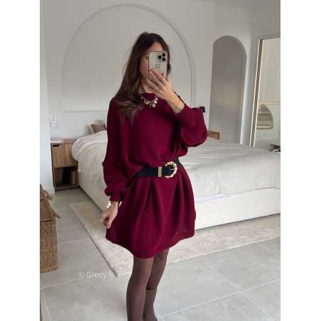 robe pull bordeaux oversize grande taille tendance mode grecy look automne hiver 2024