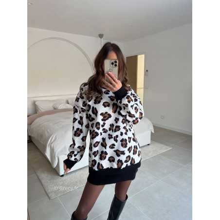 sweat leopard molletonné chaud oversize hiver mode tendance 2025 grecy