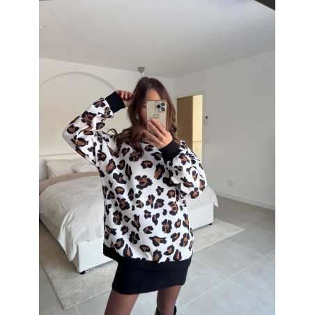 sweat leopard molletonné chaud oversize hiver mode tendance 2025 grecy