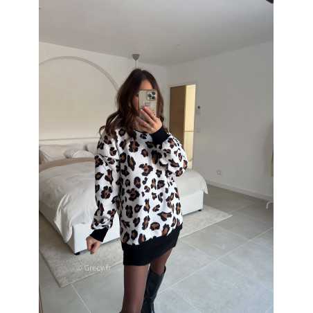 sweat leopard molletonné chaud oversize hiver mode tendance 2025 grecy