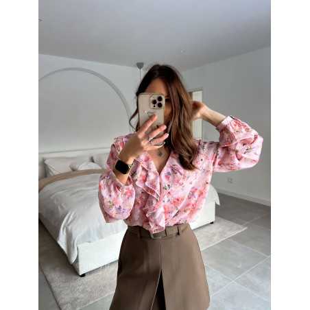 blouse rose fleurie légère volants fluide printemps mode tendance 2025 grecy