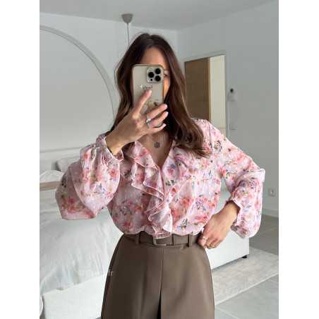 blouse rose fleurie légère volants fluide printemps mode tendance 2025 grecy