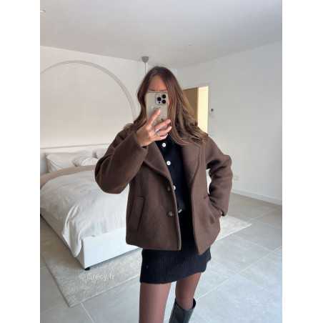 Veste marron laine courte printemps mode tendance 2025 grecy