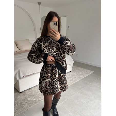 Ensemble leopard jupe sweat look ootd outfit mode tendance grecy