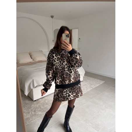 Ensemble leopard jupe sweat look ootd outfit mode tendance grecy