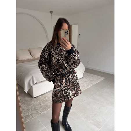 Ensemble leopard jupe sweat look ootd outfit mode tendance grecy