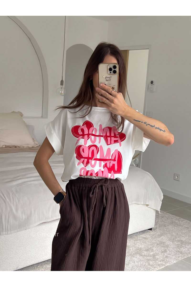 t-shirt coeur amor blanc look ootd outfit mode tendance grecy